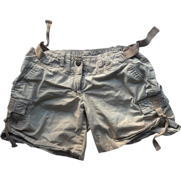 Tommy Hilfiger Cargo Shorts Beige Y2K Utility 100% Cotton Adjustable Size 4 - Picture 1 of 6